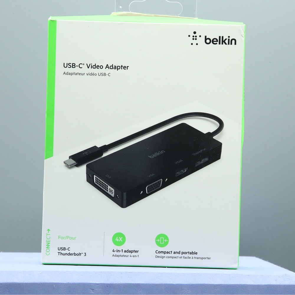 Belkin USB-C 4-in-1 Video Adapter HDMI VGA DVI DisplayPort AVC003btBK Black